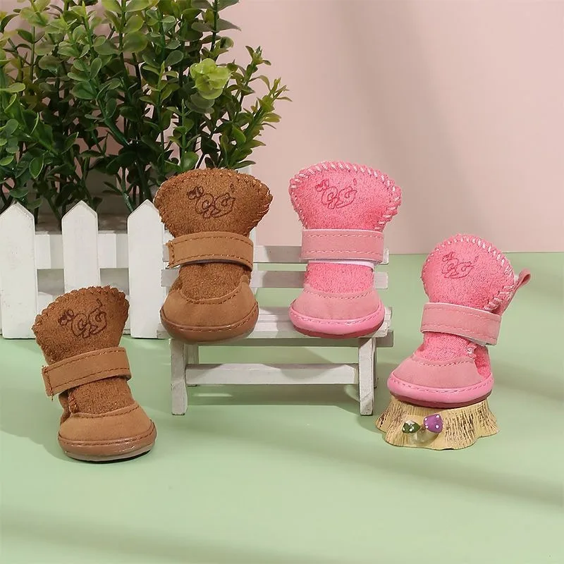 Pet Snow Boots Cat Dog Plush Cotton Soft Comfortable Washable Spring Winter Small Dog Warm Shoes Pets Products