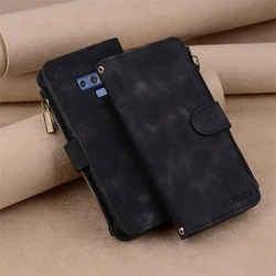 Leather Wallet Flip Cover - Zipper Book Case - Samsung Note 9 (Black)