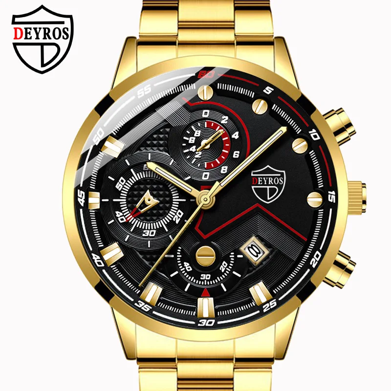 

Explosive Men's Fashion Stainless Steel with Business Watch Luminous Hands Calendar Casual Quartz Watch 2023 DEYROS