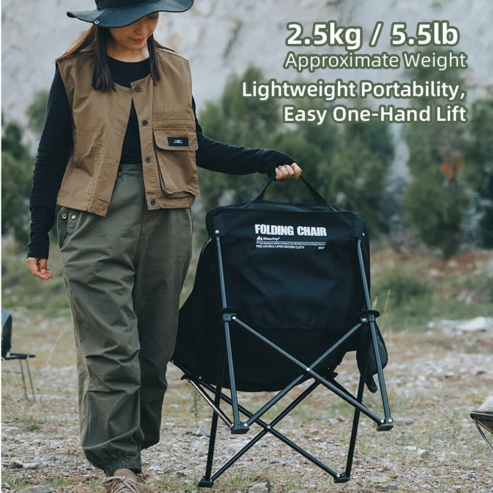 Camping Chair 68CM Wide Seat Lightweight Folding Chair 600D Oxford Fabric For Camping Fishing Outdoor Moon