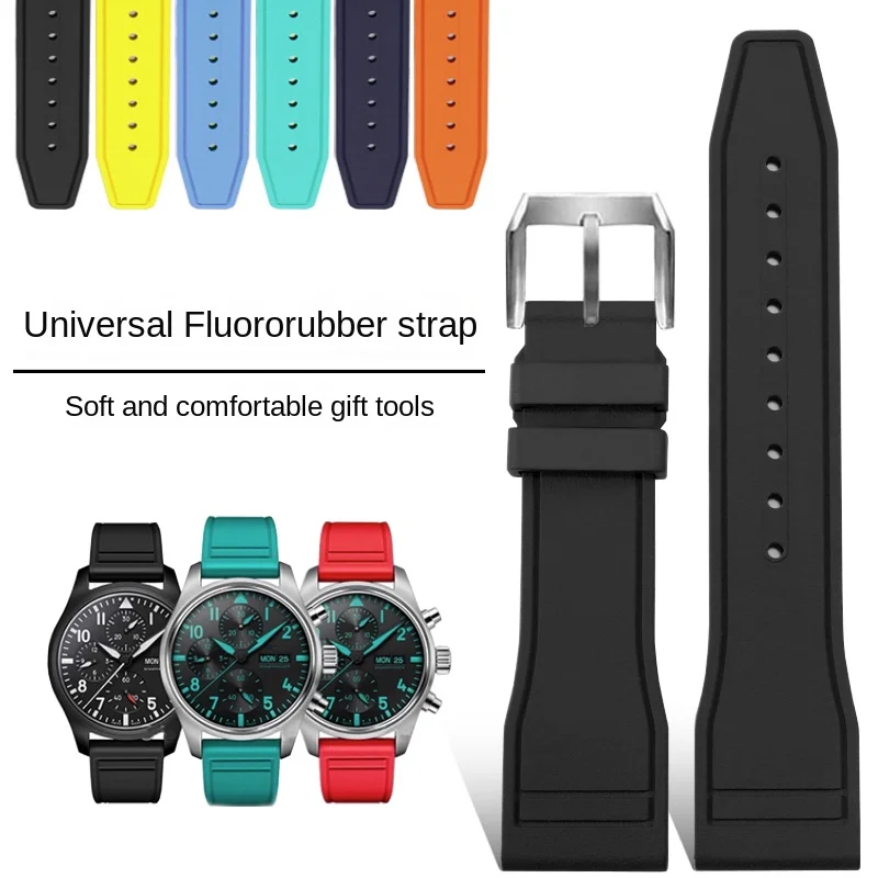 

Плоский интерфейсный флюорорубер быстросъемный ремешок subatiнаблюдать IWC Pilot Little Prince Mark171820 резиновый ремешок для часов 20/21/22