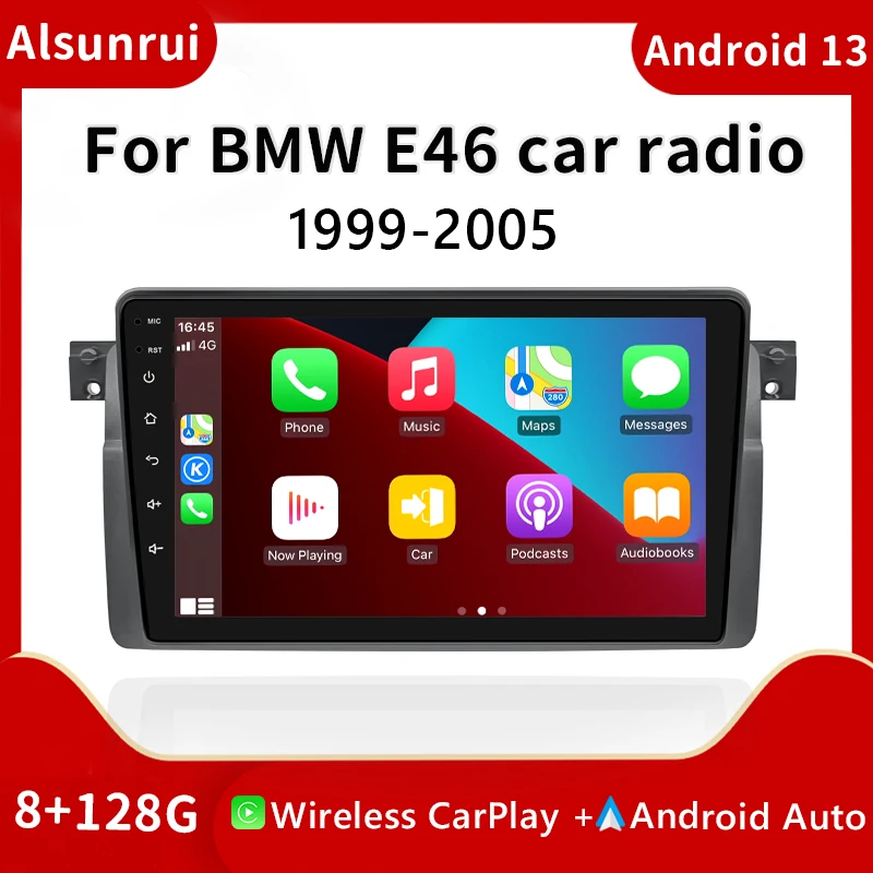 

Wireless Carplay 2 Din Android 12 Car Radio For BMW E46 M3 Rover 75 Coupe 318/320/325/330/335 Multimedia Stereo Audio GPS Wifi