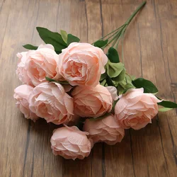 Elegant Burgundy Rose Bouquet - Artificial Floral Arrangement for Home Decor, Weddings, and Events (Meat pink)