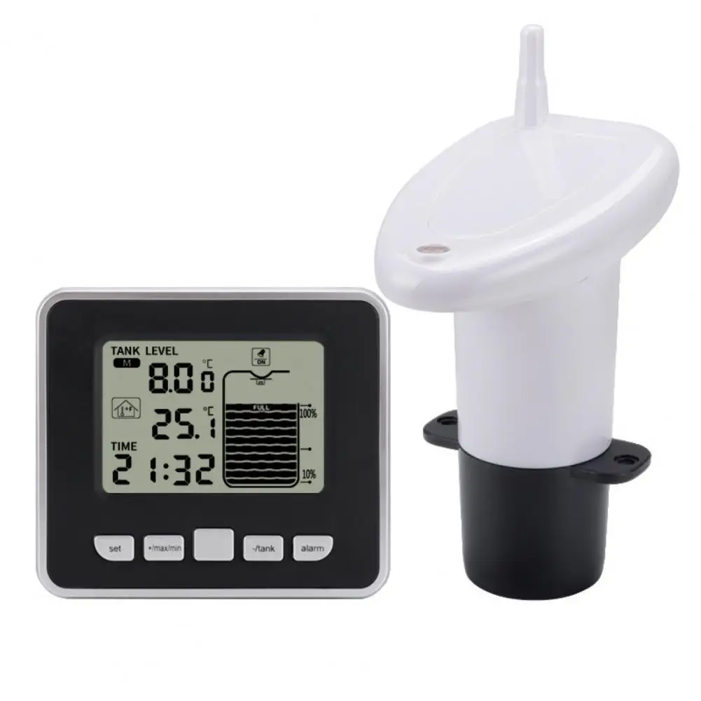 

Time Alarm Transmitter Measuring Wireless Ultrasonic Water Tank Liquid Depth Level Meter Flow Sensor Monitor Kit