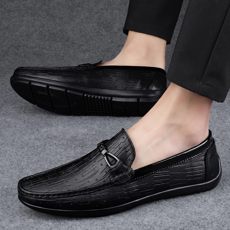 

Luxury Brand Genuine Leather Dress Shoes Comfortable Men's Printed ShoesLoafers Shoes Moccasin Casual Shoes Mens Business Shoes