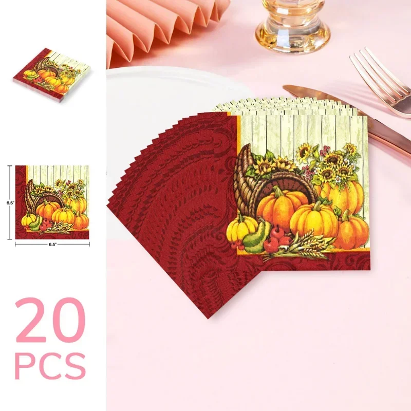 Summer Halloween Pumpkins Autumn and Winter Coloured Napkins Unscented Virgin Wood Pulp Printed Tissue Paper Party