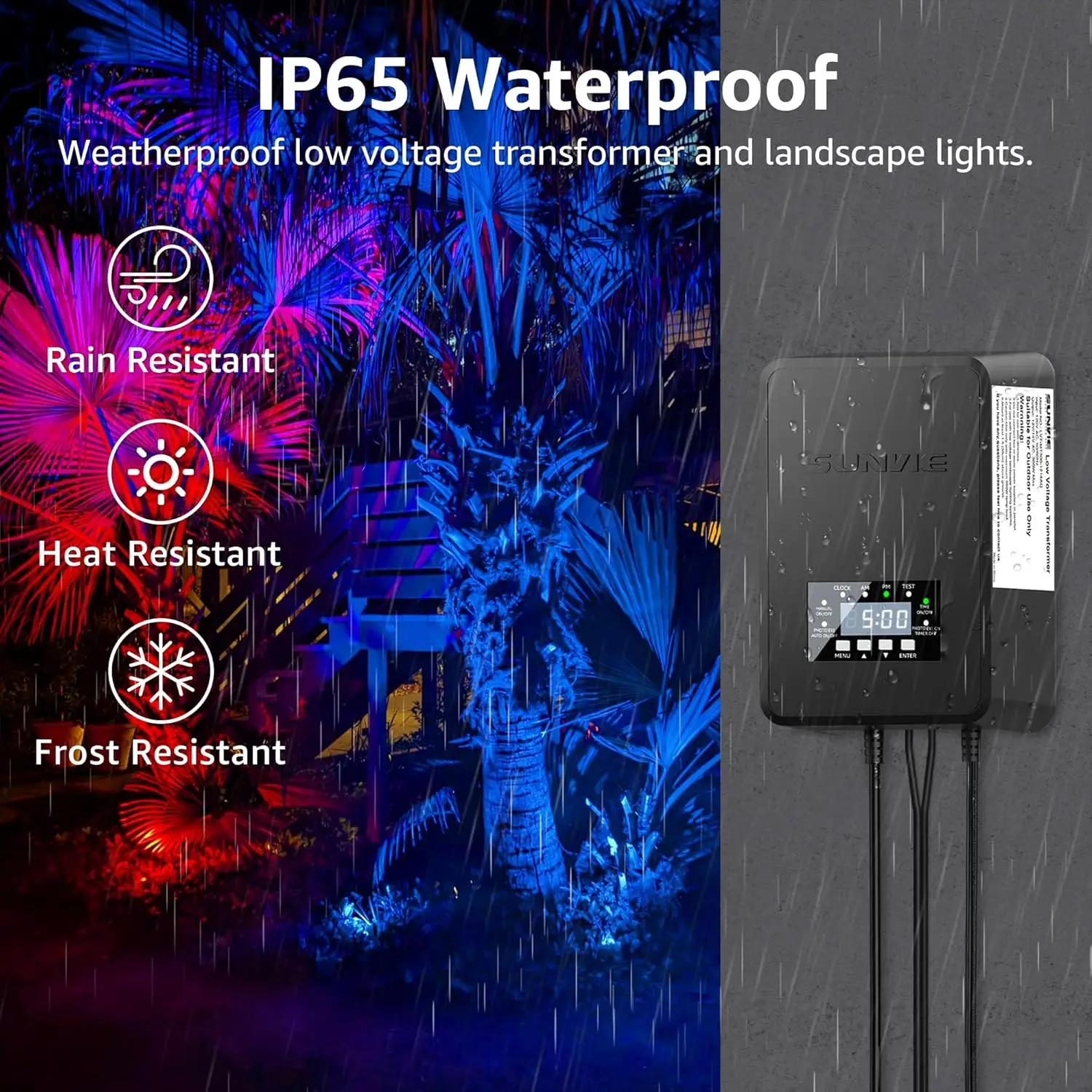 12 Pack RGBW Color Changing Landscape Lights with 300W Low Voltage Landscape Transformer 12-24V LED Landscape Lighting Kit