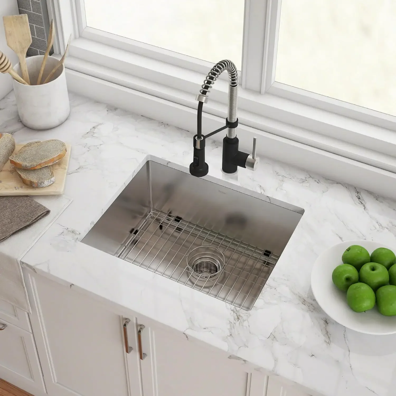 KRAUS Standard PRO 23-Inch 16 Gauge Undermount Single Bowl Stainless Steel Kitchen Sink, KHU101-23