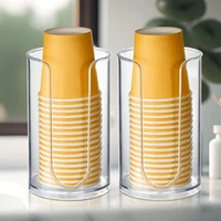 Bathroom Cup Dispenser Acrylic Clear Disposable Paper Cup Holder Compact Mouthwash Cups Organizer for Bathroom Vanity Countertop 1