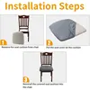 1PC Waterproof Dining Room Chair Cover Seat Covers Jacquard Solid Color Removable Washable Elastic Cushion Covers For Home Hotel 3