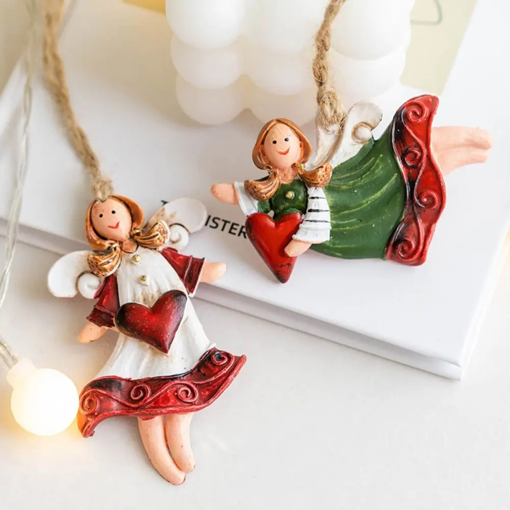 Resin Xmas Tree Embellishment Welcome Door Hanging Pendants Santa Claus Cartoon Angel Doll Drop Ornaments Christmas Decor