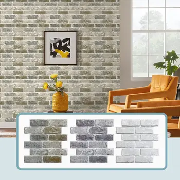 10pcs 3D Brick Wall Stickers Self-adhesive Faux Brick Wall Panels, Matt, Waterproof, 30 x 30cm, Living Room Bedroom Wall Decor