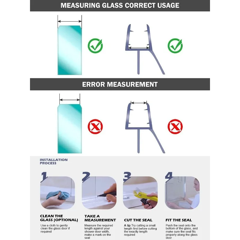Shower Door Seal Strip PVC Frameless Shower Door Bottom Seal Drip Stripping Sweep Water Blocking Strips shower door seal