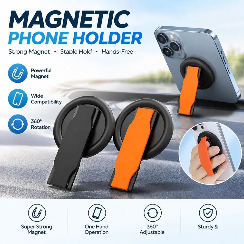 Portable Foldable Magnetic Phone Grip and Stand Ring Holder