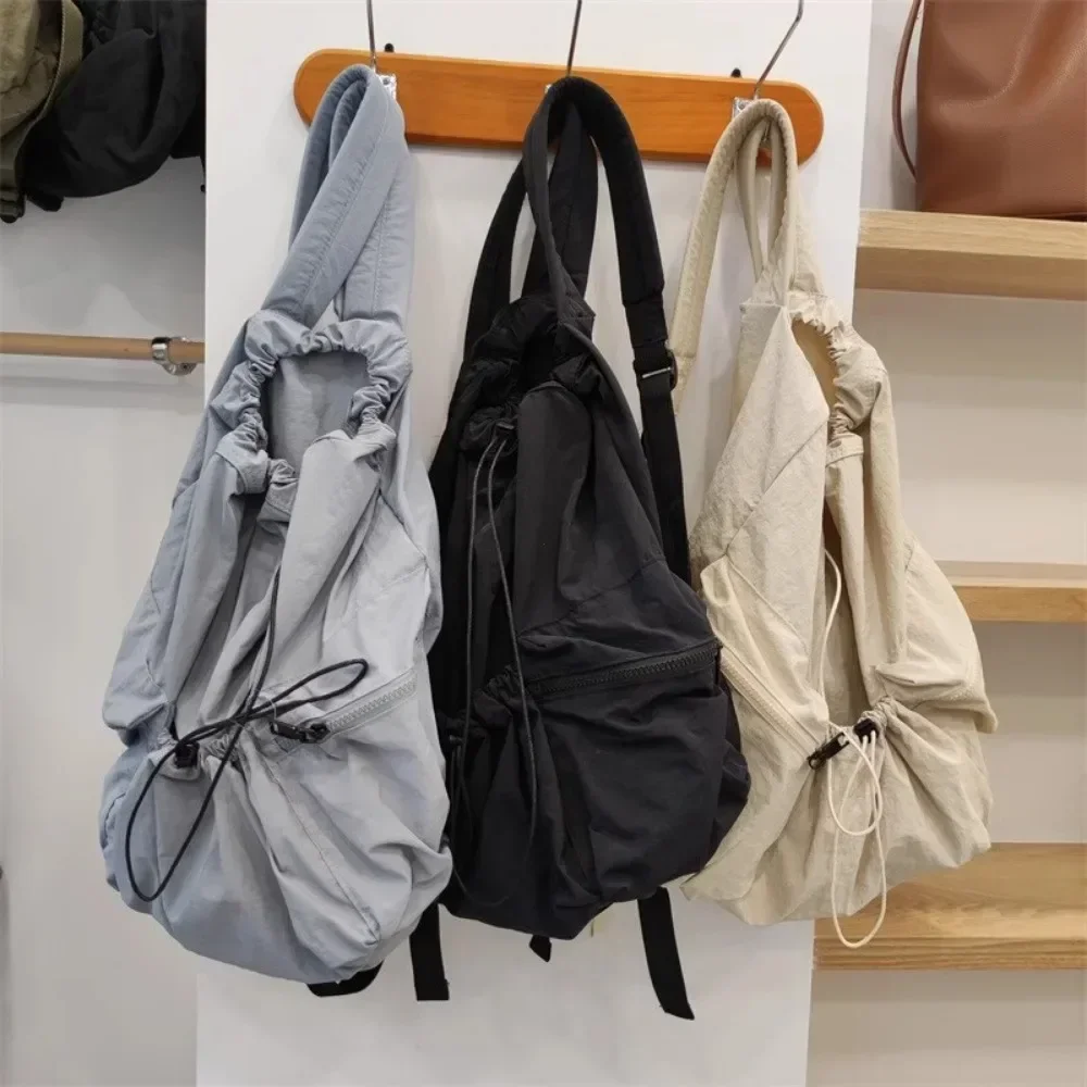 Fashion Ruched Drawsting Backpacks for Women Casual Nylon Lady Backpack Light Weight Students Bag Large Capacity Travel Sac 2026