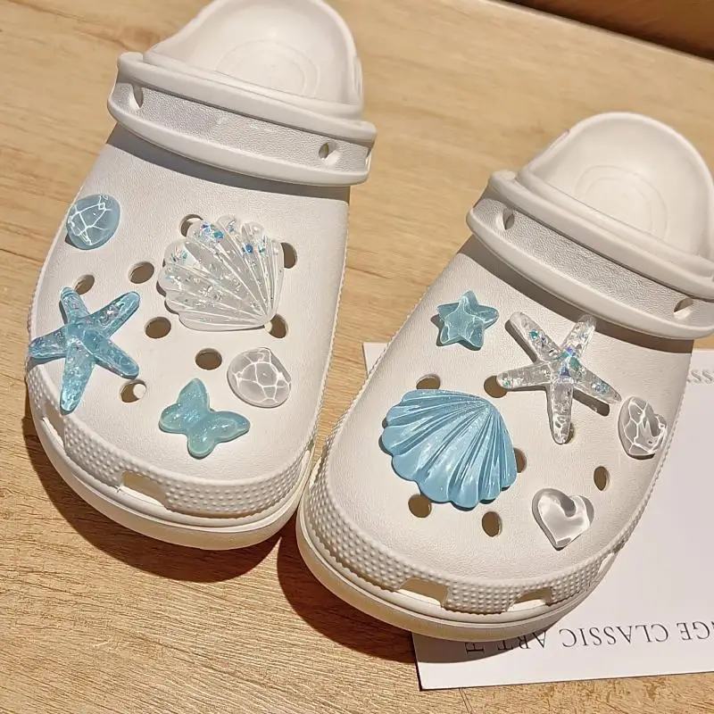 Neues 1-Set DIY Clogs Sandalen Garten Schuh Dekor Niedliche Seestern Muschel Harz Schuh Charms Zubehör Schnallen Tasche Pins Mädchen Geschenke – Detail 7