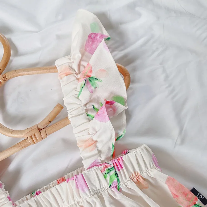 Korean Kids Baby Girls Fruit Print Sleeveless Suspender Jumpsuit Summer Fashion Cute Long Pants Children's Clothing