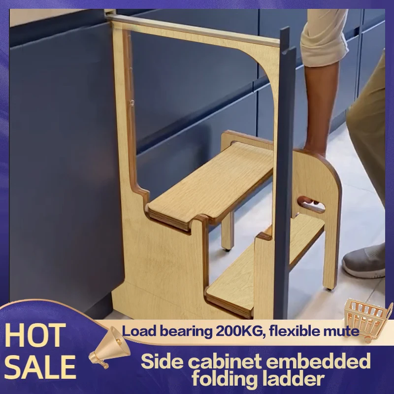 ครัวเรือนความสูงเพิ่มบันไดสตูล Ultra-Thin Storage ซ้ายและขวา Universal ตู้พับ Ultra-บางบันได 1