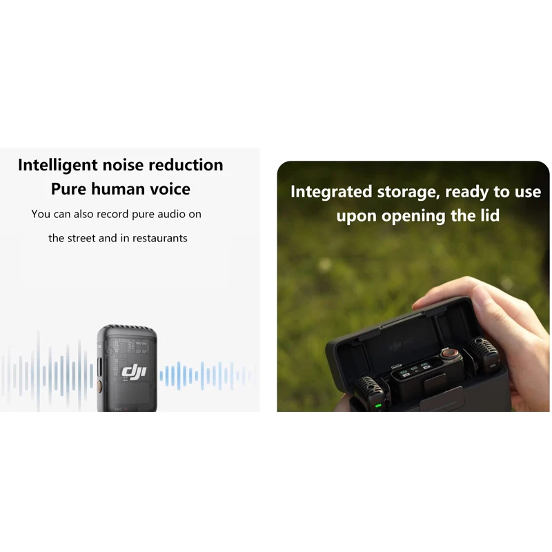 충전 케이스 포함 DJI 마이크 2 무선 마이크, 듀오 및 솔로 마이크 리시버 송신기, 인터뷰 브이로그 라이브 스트리밍용, 250m