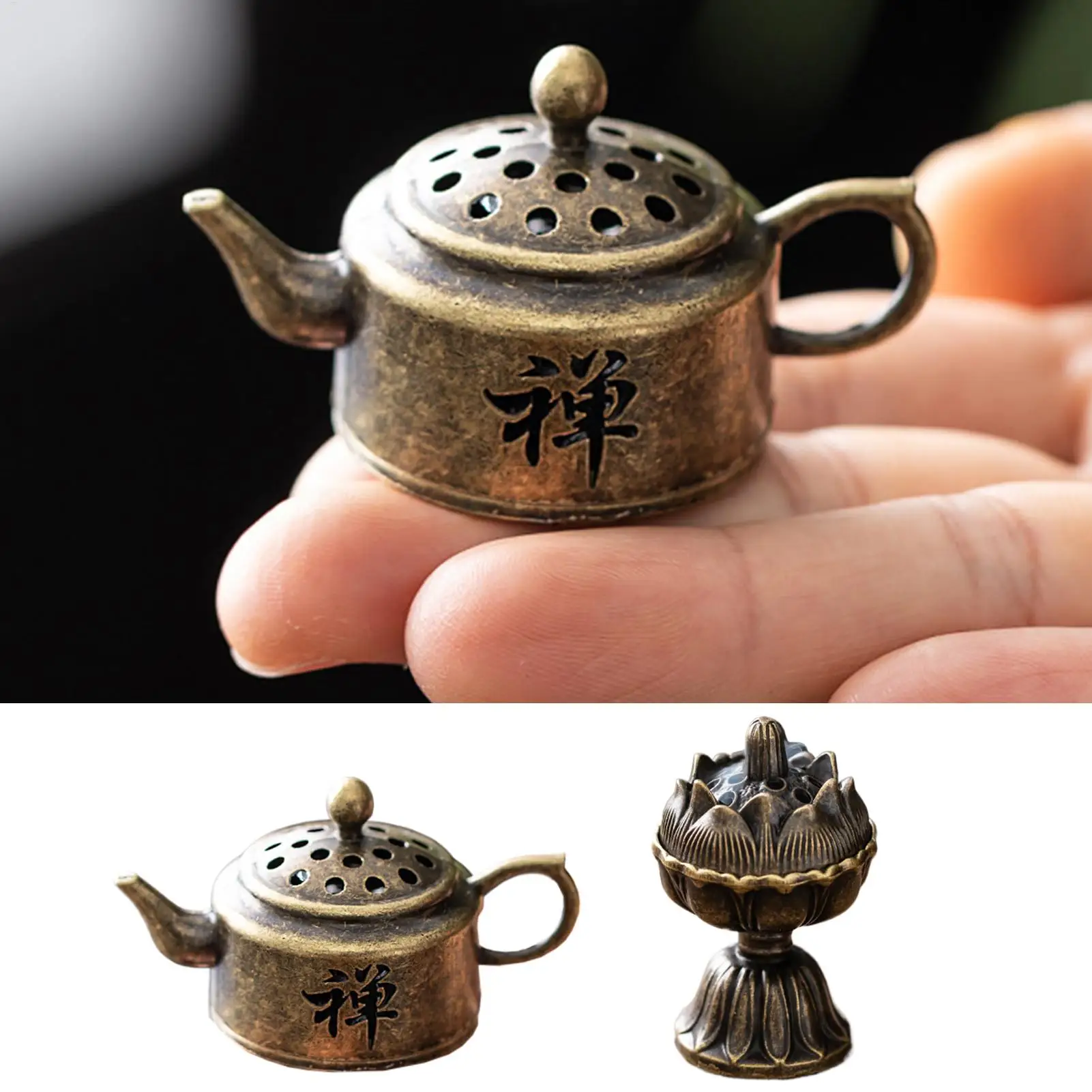 1pc Vertical Incense Burner Mini Alloy Hollow Incense Holder Portable Tabletop Ornament Home Aromatherapy Burner Desk Decoration