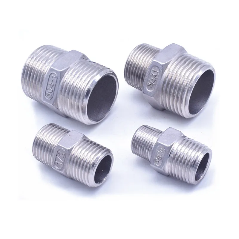 1/8" 1/4" 3/8" 1/2" 3/4" 1" 1-1/4" 1-1/2" BSP Thread 304 Stainless Steel Equal Diameter Double Head Male Thread Pipe Fittings For Pipe Fitting Water Pipe Fitting Hose Pipe Fitting