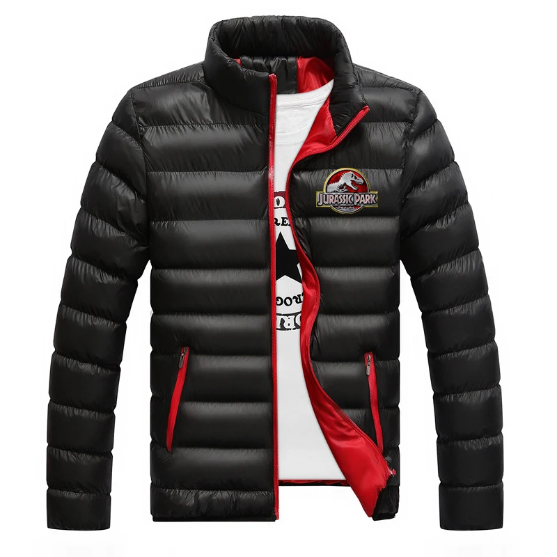 2023 New Men Jurassic Park Autumn Winter Thicken Warm Leisure Fashion Four-Color Cotton Comfortable Casual Zipper Jacket Coat