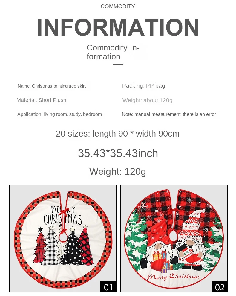 Description Picture 4 of item90CM Round Christmas Tree Skirt Elk Snowman Mat Christmas Decoration Parlor Carpet Home Decorations Christmas Tree Foot