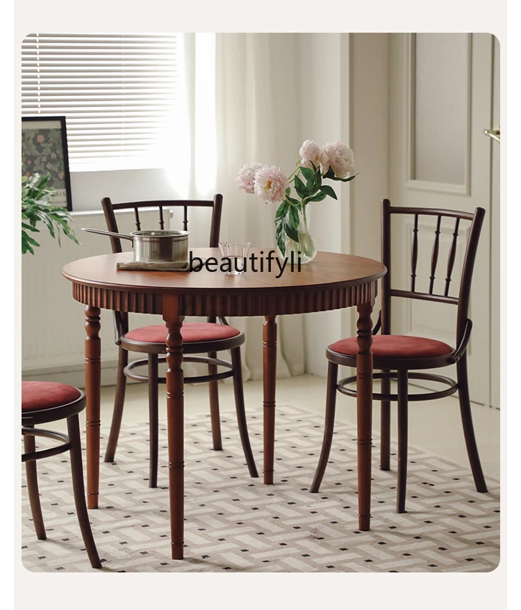 

Solid Wood Round Table Restaurant Home Small Apartment Dining Table Teak Furniture