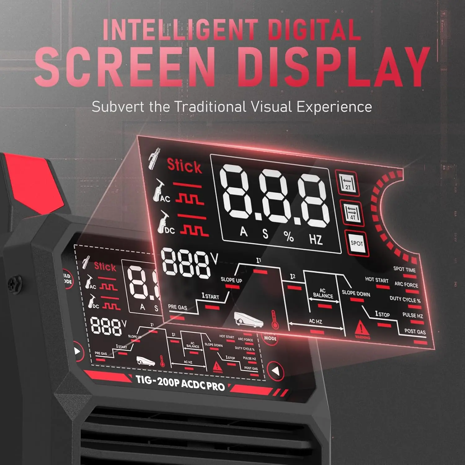 200A AC DC Aluminum Tig Welder with Pulse Large LED Display Digital Inverter STICK TIG 110 220V Dual Voltage TIG Welding