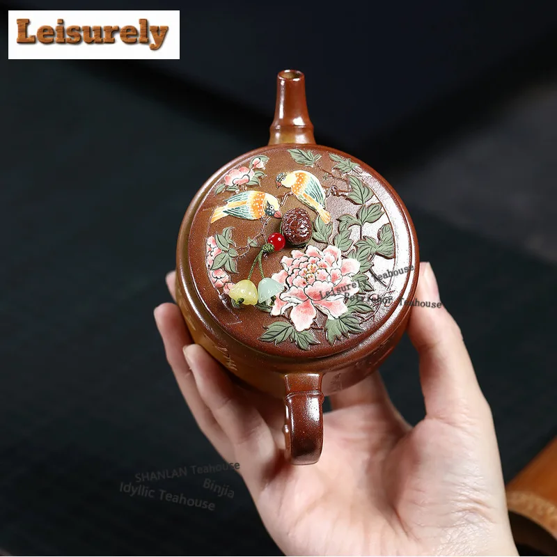 190ml Yixing Purple Clay Teapots Handmade Large Caliber Pot Raw Ore Wood-fired Porcelain Mud Tea Brewing Kettle Infuser Zisha
