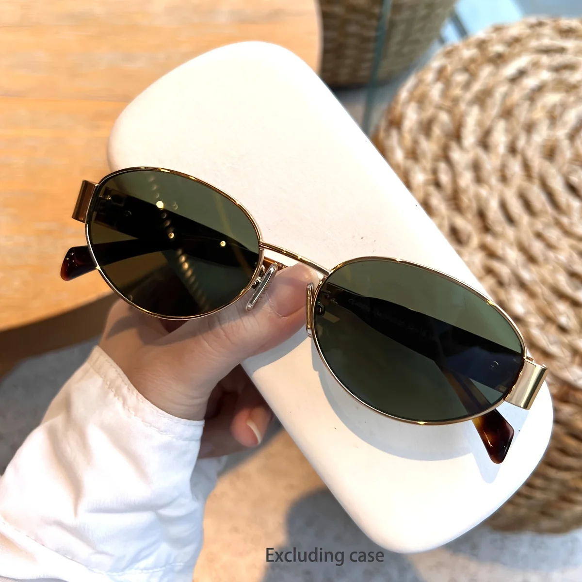 Oval Sunglasses for Women Men Trendy Metal Frame Sun Glasses Classic Shades 5