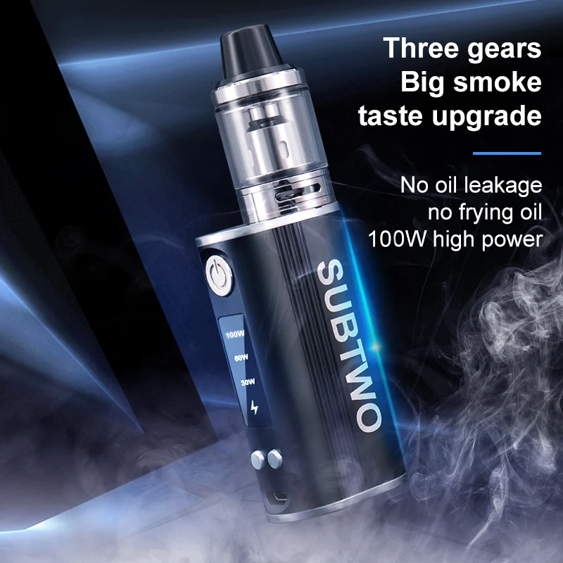 E Cigarettes 100W Box Mod 30W/60W/100W Vape Kit Power Adjust Battery 0.3Ohm 2.5Ml Tank Bottom Airflow Atomizzatore Vaper Smoke Pen