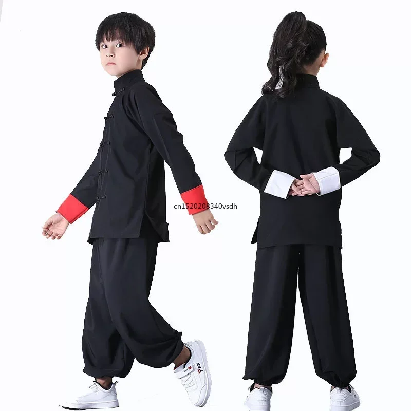 Children Kung Fu Uniform Traditional Chinese Clothing For Boys Girls Wushu Costume Top Pants Suit Set Tai Chi Folk stage Outfit