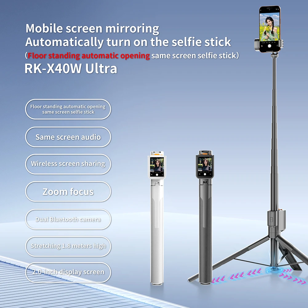 휴대용 셀카봉 BT 5.2 핸드헬드 RC 셀카봉 USB-C 충전식 휴대폰 거치대 라이브 방송 사진 촬영 여행용