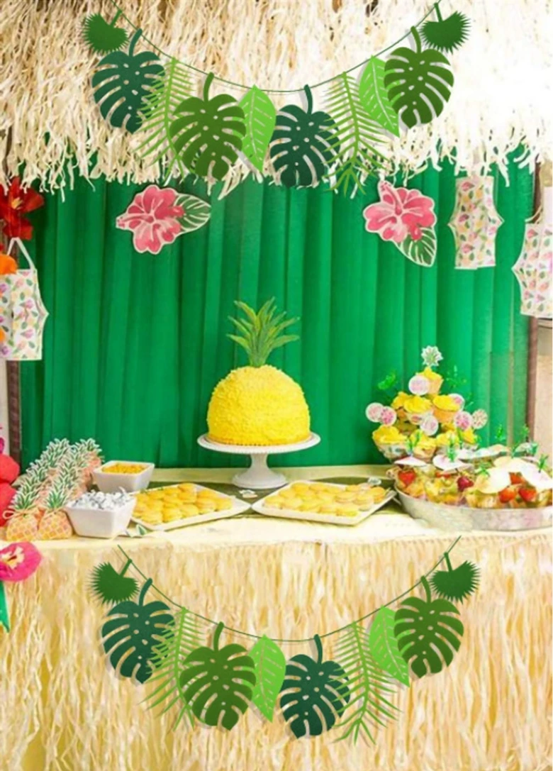 거북이 잎 장식 하와이 파티 여름 생일 축하 파티 사파리 정글 트로픽 테마 장식 공룡 테마 파티 장식