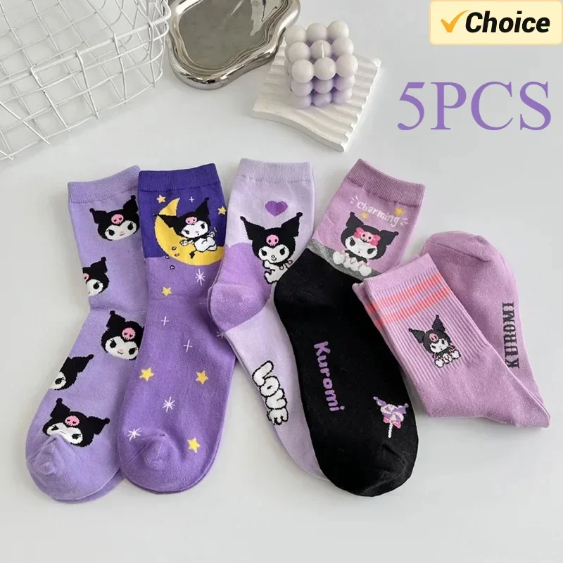 HelloKitty Cinnamoroll Kuromi Mädchen Socken Koreanische Frühling und Sommer Cartoon Student Atmungsaktive Mesh Mid Weiche Baumwolle Länge Socken
