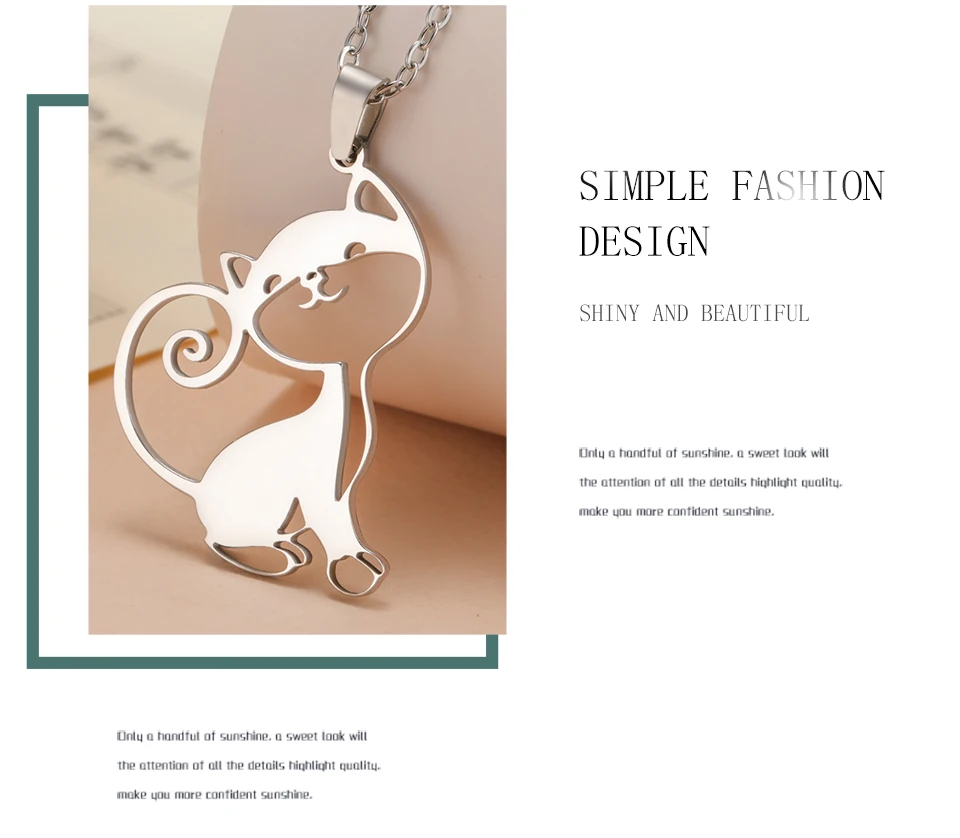 Cute Sassy Cat Necklace for Women Stainless Steel Chain - PeticaDeals