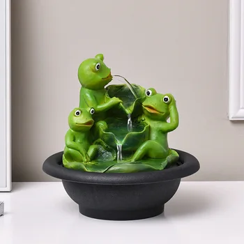 Luvky Feng Shui Decor Tabletop Fountain With LED Lights Indoor Waterfall Feature - Calming and Relaxing Water Sound Desktop Size 2