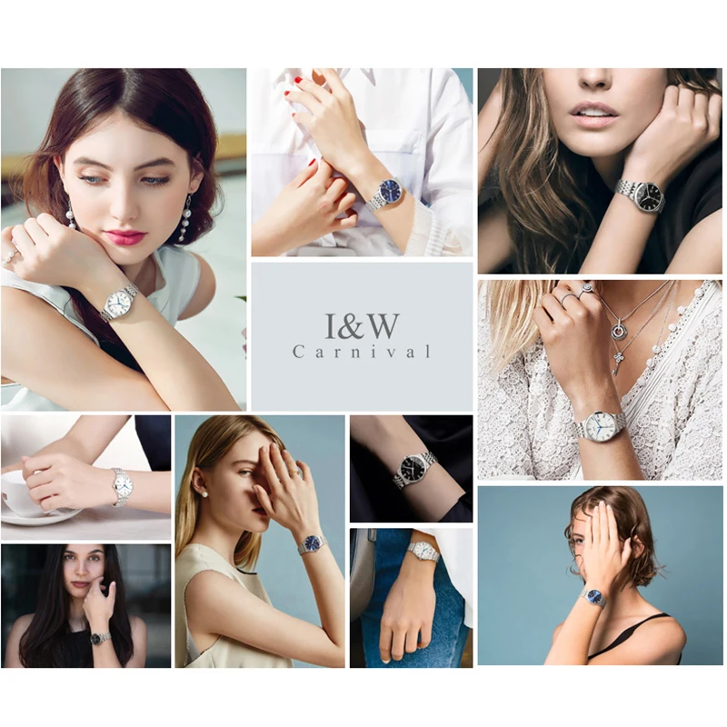 IW Casual Fashion Mechanical Women Watch Luxury Sapphire Glass Automatic Watch Simple Calendar Stainless Steel Watch Waterproof