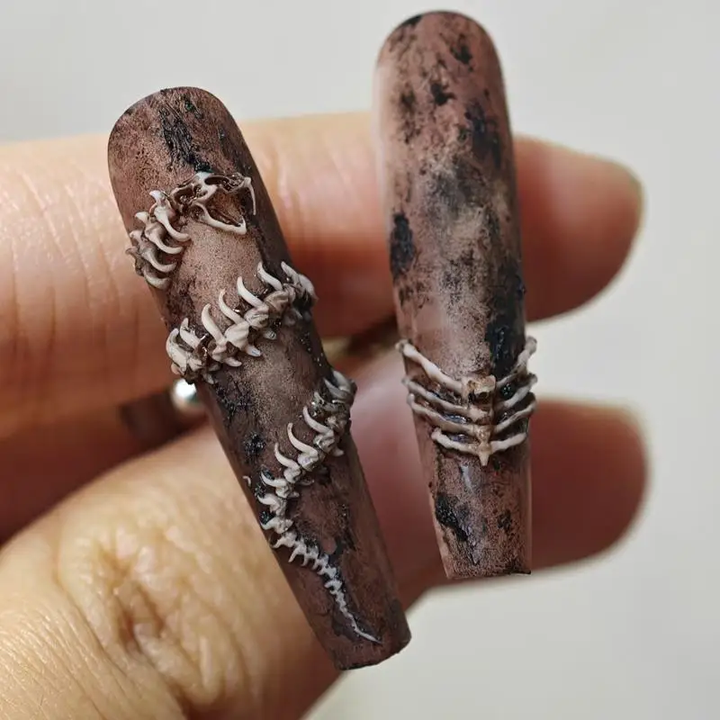 1개 3D 뱀뼈 모양 네일아트 장식 액세서리 DIY 디자인 실리콘 장식 네일아트 템플릿 네일 몰드