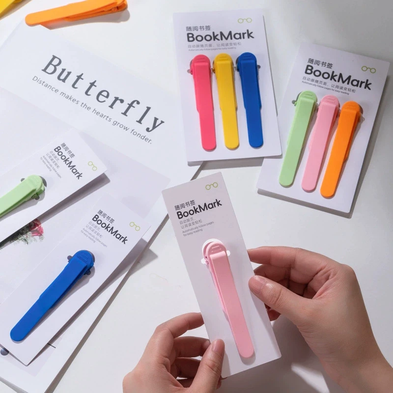 1/2/3/6Pcs Silicone Bookmark Automatically Follow Page Flipping Student Bookmark Office Stationery Home Office School Supplies