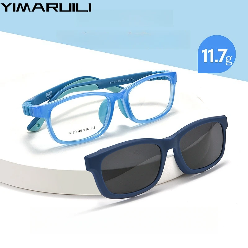 Kids Glasses YIMARUILI New Fashion Children's Polarized Clip-On Glasses Optical Prescription Frames Boy And Girl 8120ET kids glasses optical spectacle frames