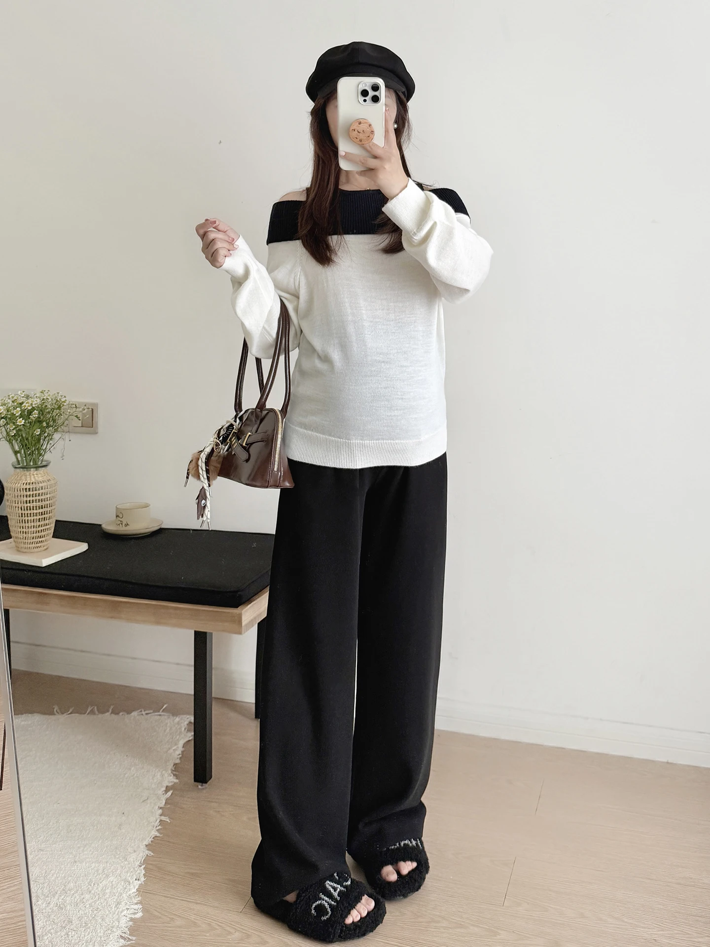 임산부 바지 봄 아우터 루즈핏 슬리밍 숏 플러스 사이즈 블랙 배 받침 스트레이트 레그 와이드 레그 롱 팬츠