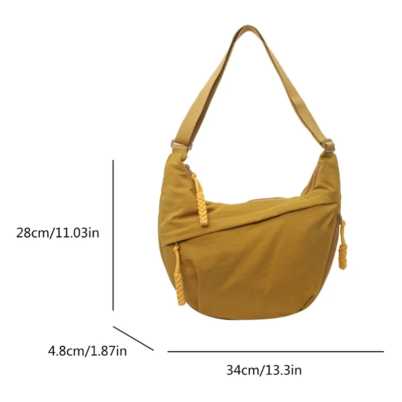 Dumpling Bags Crossbody Bag Shoulder Bags Solid Color Nylon Bag for Student Girl Large Capacity Bag E74B