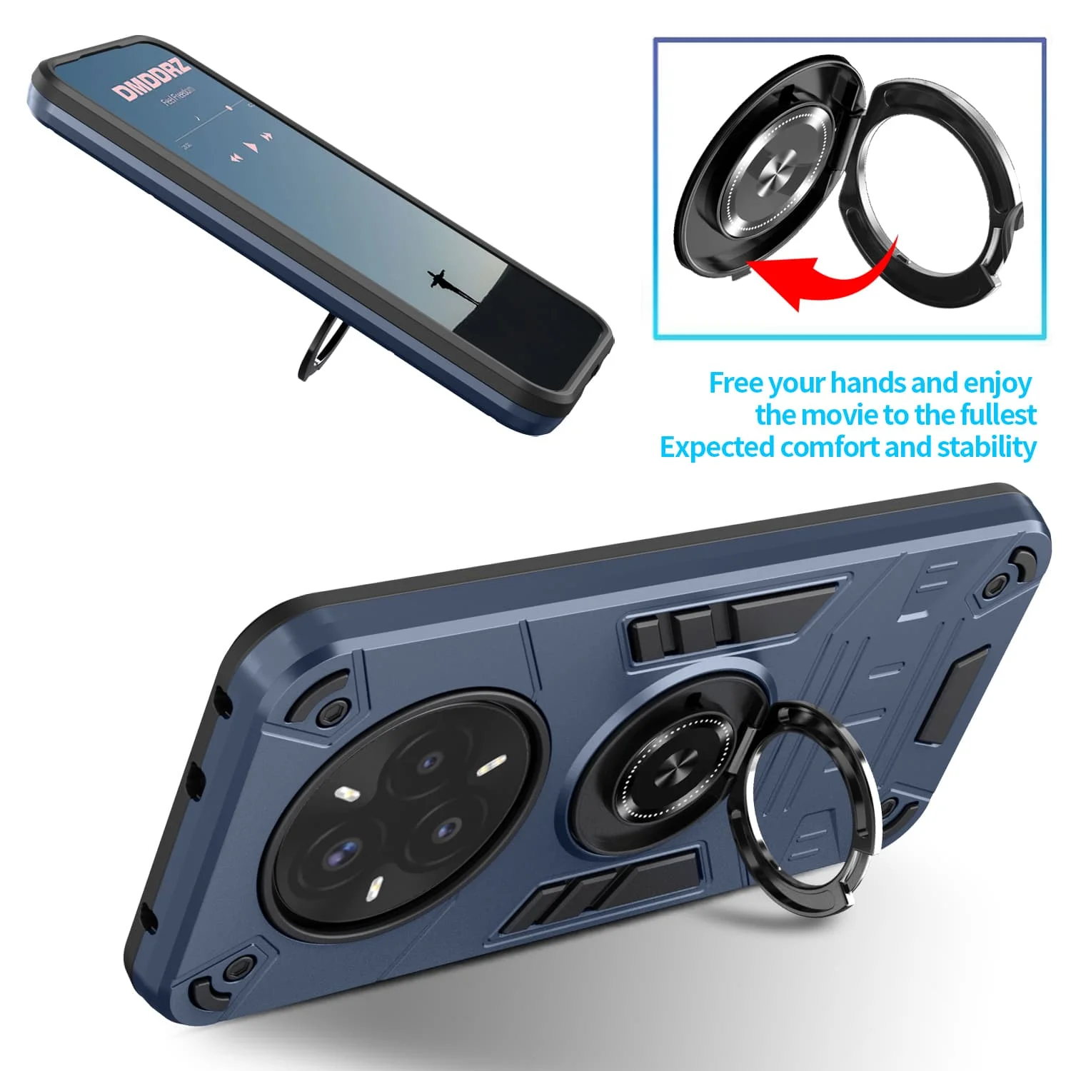 Enhanced Armor Metal Ring Stand Phone Case Cover