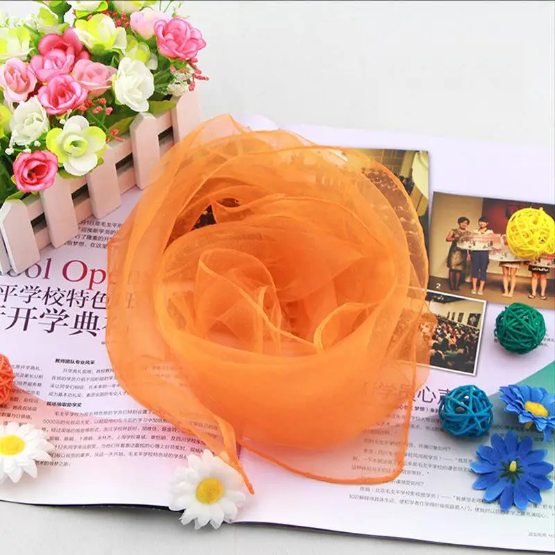 70*70cm Transparent Organza Scarf Chiffon Square Scarfs Thin Silk Scarves Neck Shawl Stage Performance Scarf Pure Color silk scarf transparent scarf