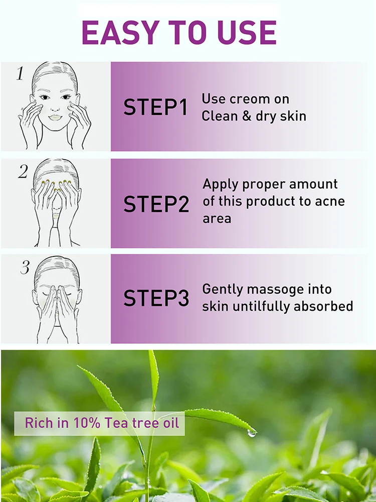Tea Tree Acne Treatment Cream Pore Shrink Oil Control Whitening Repair  Pimple Deep Cleaning Anti-acne Moisturizer Face Skin Care