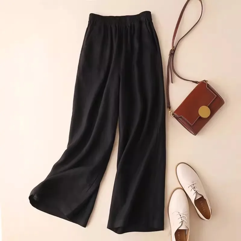 Cotton wide leg pants black