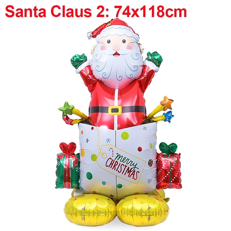 thumbnail image 1 of Globo inflable de aluminio 4D de Papá Noel de pie con forma de árbol de Navidad y muñeco de nieve para fiestas navideñas, suministros para decoración del hogar, 1 of 5