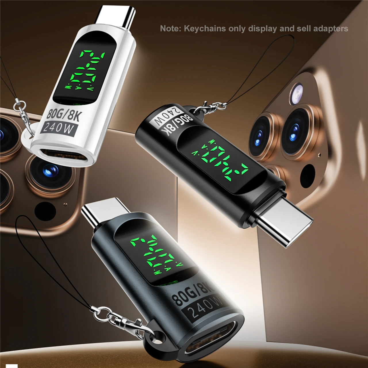 Enhanced USB4 40Gbps Adapter with Digital Display - High-Speed 80Gbps Type C to Type C Connector with 240W Power and 8K Support